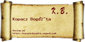 Kopacz Bogáta névjegykártya